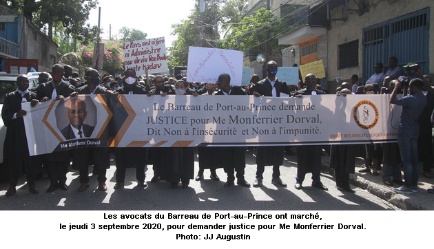 Les avocats du Barreau de Port-au-Prince ont marché pour demander justice pour Me Monferrier Dorval
